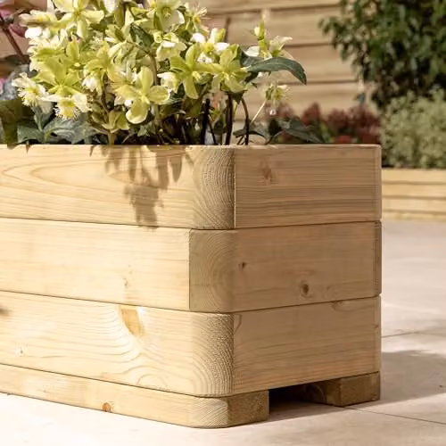 Rowlinson Marberry Trough Planter in Brown Wood, W: 180 cm, D: 30 cm, H: 30 cm – 3