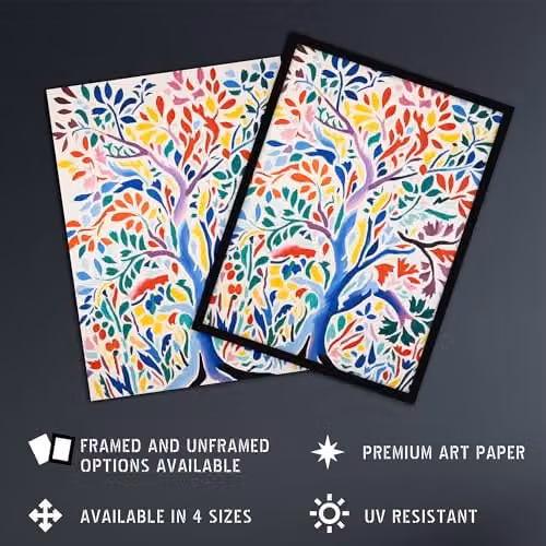 Artery8 Henri Matisse Style Tree Unframed Multi Coloured Nature Wall Art Paper Poster W/H: 30.5 x 40.5 cm – 2