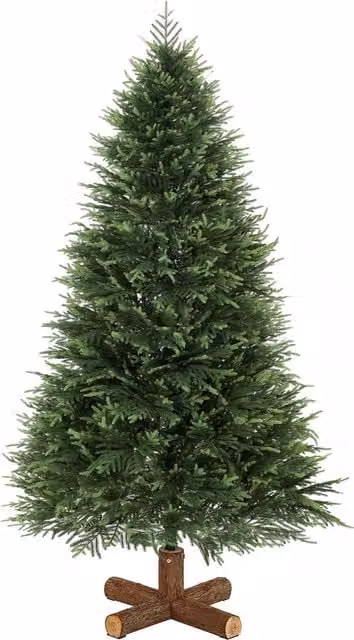 HOMCOM 7ft Artificial Christmas Tree with Realistic PE and PVC Branch Tips and Fir Wood Base, Green
