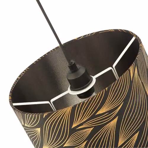 Happy Homewares Black Cotton Lamp Shade with Gold Foil Leaves and Satin Lining, W/D/H: 20 x 20 x 30 cm – 3