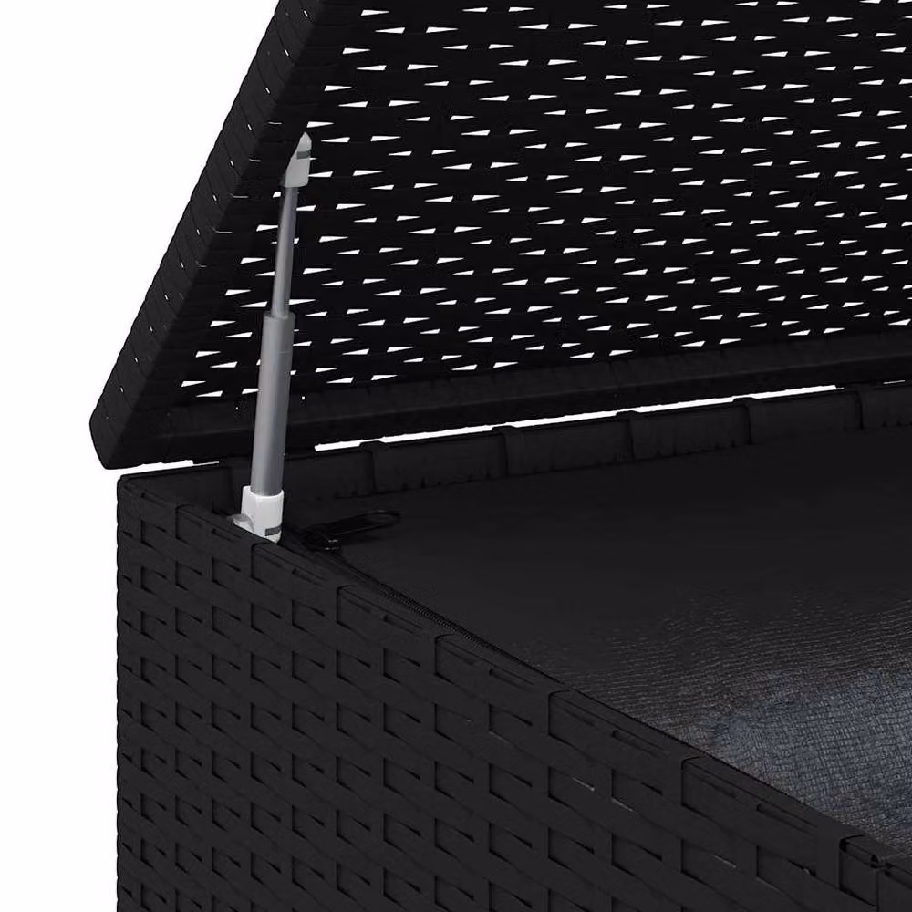 Berkfield Home Durable PE Rattan Garden Cushion Box in Black, W/D/H: 100 x 97.5 x 104 cm – 6