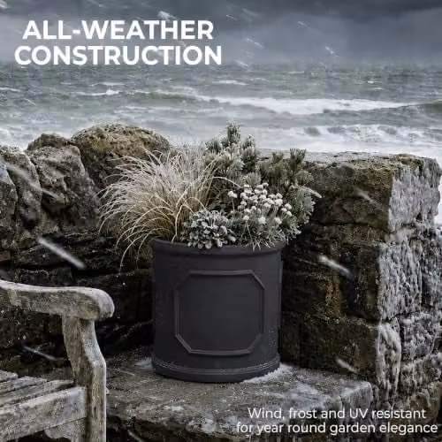 IDEALIST Grey Faux Lead Reinforced Stone Planter, 30 cm, 15 L – 5