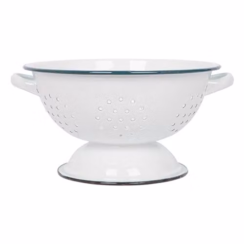 Argon Tableware Metal Enamel Colander with Handles, Blue and White, Diameter: 23.5 cm