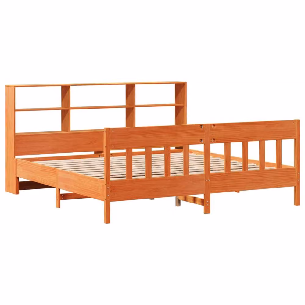 Berkfield Home Rustic Solid Wood Pine Bed Frame in Wax Brown, W/D/H: 200 x 200 cm – 2