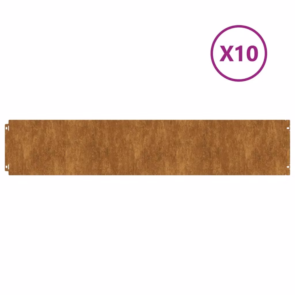 Berkfield Home Flexible Corten Steel Lawn Edgings, Brown, 10 Pieces, H x W: 20 x 103 cm – 2