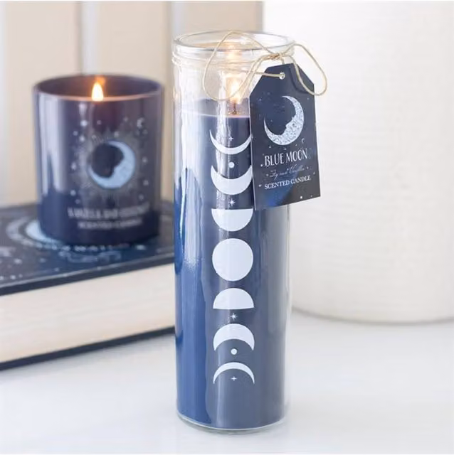 KDMD Blue Moon Phase Fig and Vanilla Scented Glass Candle with 55 Hour Burn Time – 1
