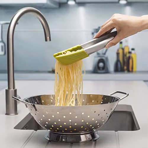 Zeal Heat Resistant Non-Scratch Silicone Tongs with Stainless Steel Handles, Green, 25 cm – 2