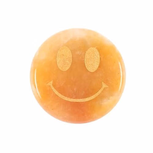 KDMD Be Brave Happy Face Decorative Yellow and Orange Jade Crystal Stone