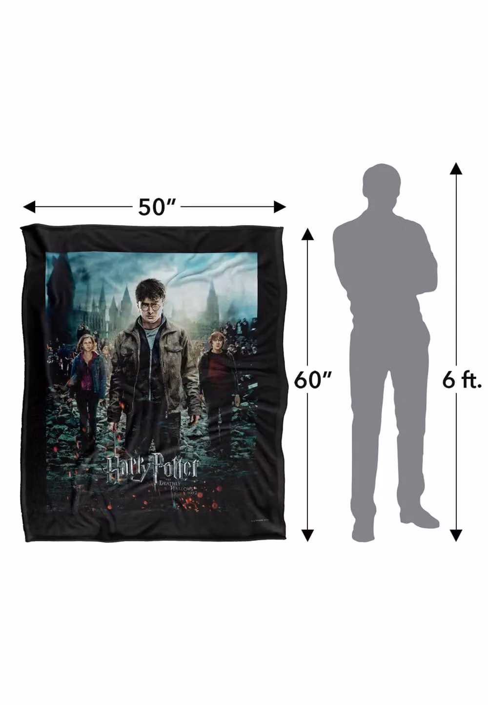 LOGOVISION Harry Potter Deathly Hallows Part 2 Poster Super Soft Fleece Blanket, Multicolour and White, W/D/H: 152 x 127 cm – 9