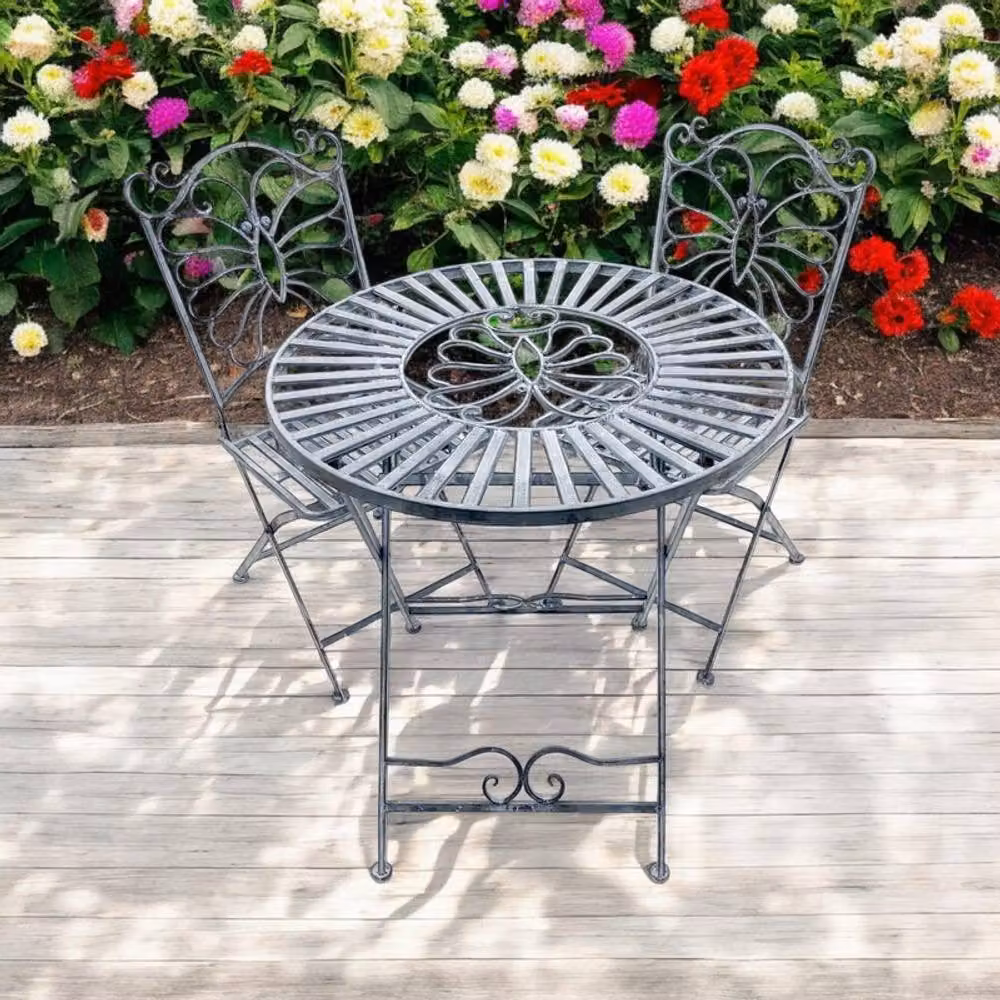 Minster Foldable Bistro Set in Stone Grey – 2