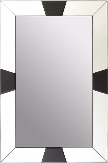 Orsina Milania Rectangular Wall Mirror with Black and Silver Bevelled Border Detail – 1