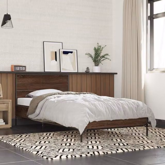 Berkfield Home Small Single Bed Frame in Brown Oak, W: 75 cm, L: 190 cm – 1