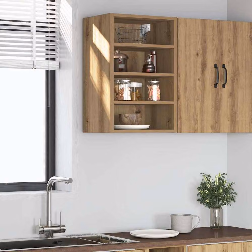 Berkfield Home Artisan Oak Wall Mounted Hanging Cabinet in Brown, W/D/H: 40 x 29.5 x 60 cm – 2