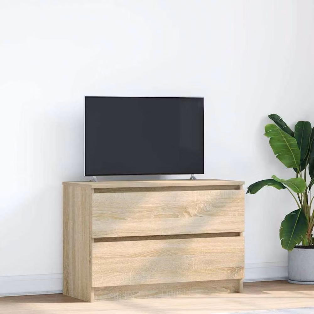 Berkfield Home Sonoma Oak TV Cabinet in Light Tan Beige, W/D/H: 80 x 35 x 54 cm – 2