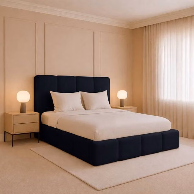 Desire Deco Monaco Plush Velvet Upholstered Bed Frame in Black, Small Double (W: 120 cm, L: 200 cm)
