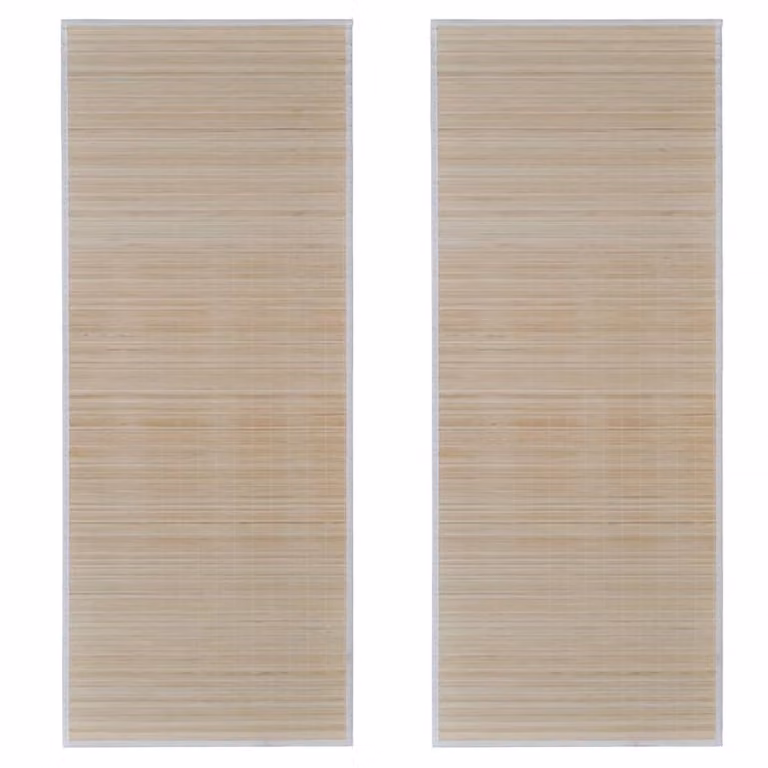 Berkfield Home Rectangular Natural Bamboo Rug Set of 2 in Beige, W: 120 cm, L: 180 cm