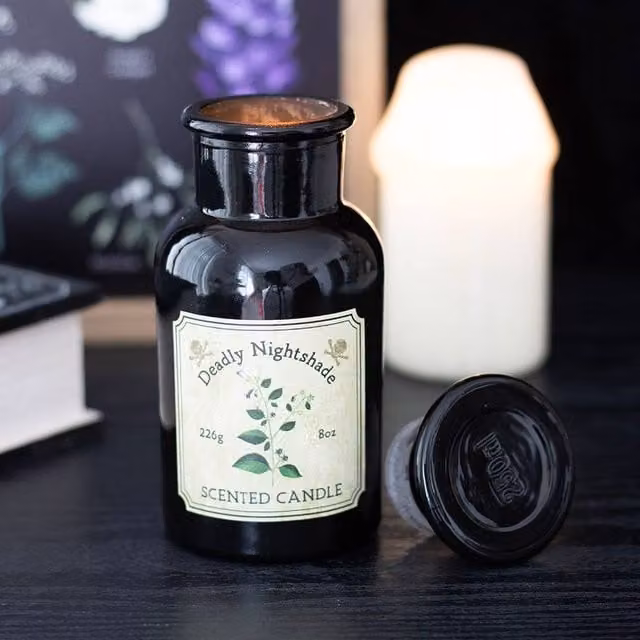 Uniqueful Deadly Nightshade Black Floral Pillar Votive Candle, 200g