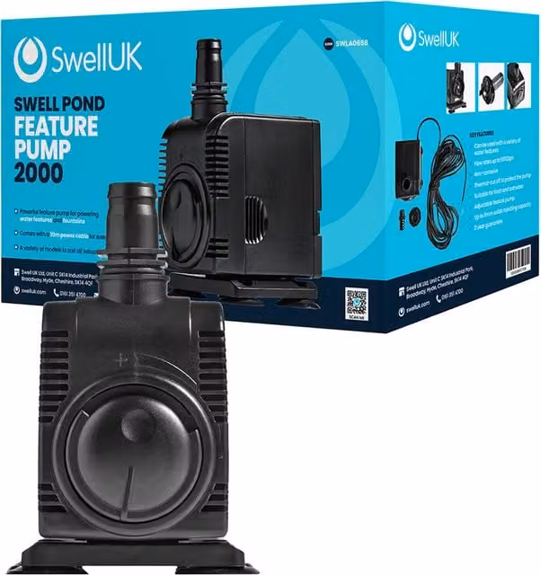 Swell UK Black Fountain Pond Feature Pump, 43W, 10 cm