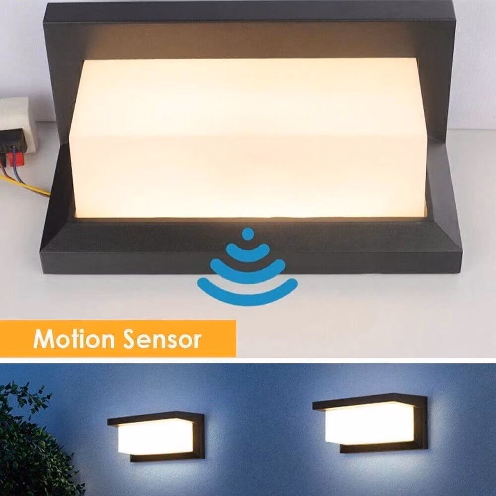 EONLION Black Aluminium LED PIR Motion Sensor Wall Light with Warm White Light – 4
