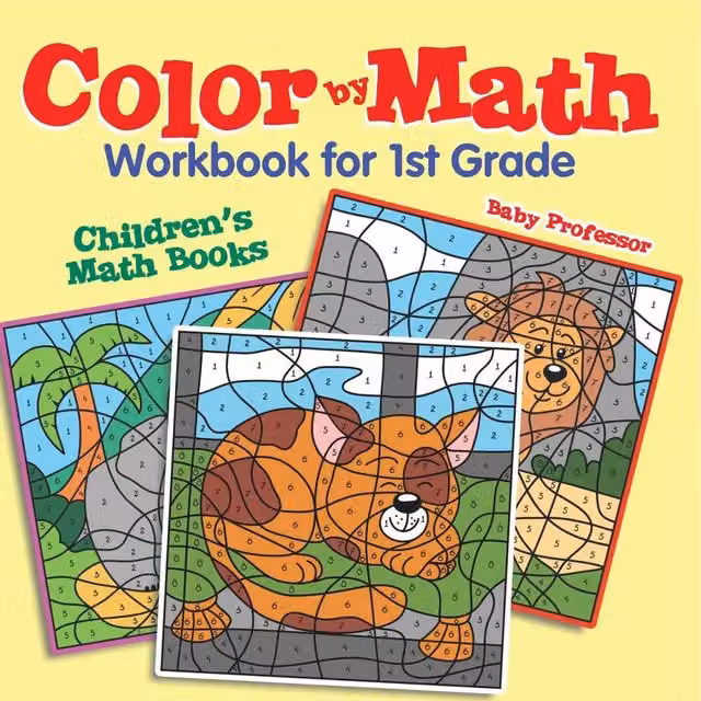 Baby Professor Color by Math Workbook for 1st Grade Children in White and Multicolour Paperback