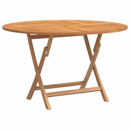 vidaXL Round Folding Garden Table in Brown Solid Teak Wood, Diameter: 110 cm, Height: 75 cm – 1