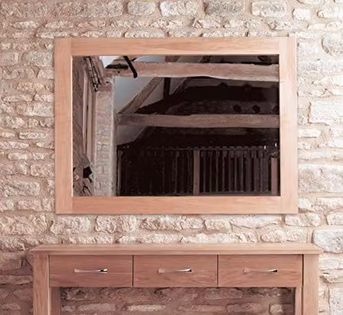 Baumhaus Modern Oak Wall Mirror in Brown, Rectangular – 1