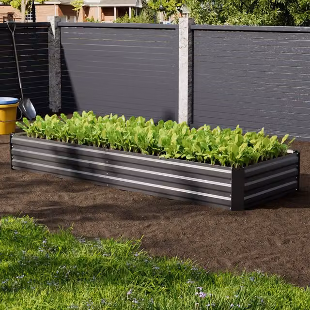 Breeins Anthracite Metal Raised Rectangular Garden Bed for Vegetable and Ornamental Gardens