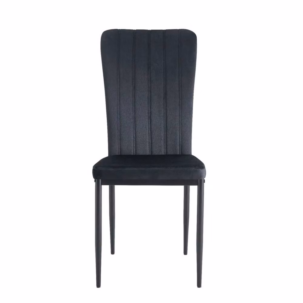 FORGEVIO Set of 6 Modern Black Velvet Upholstered Dining Chairs with Metal Frame – 2