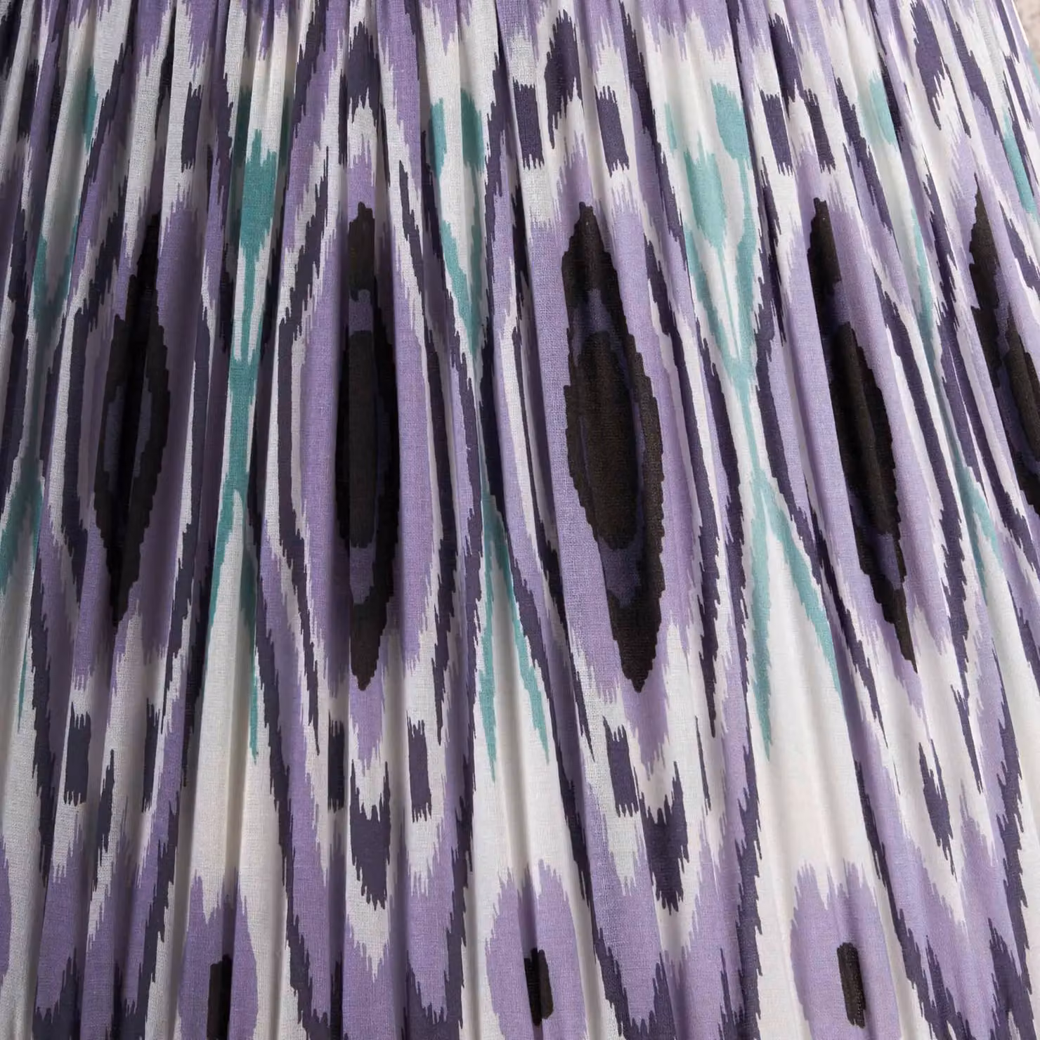 Ruma Lilac Ikat Patterned Pleated Tapered Table Lamp Shade in Purple and Multicolour, Diameter: 35.56 cm – 3
