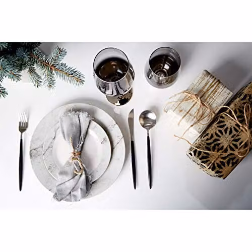Premier Housewares 16 Piece Stainless Steel Cutlery Set in Matte Black and Silver – 3