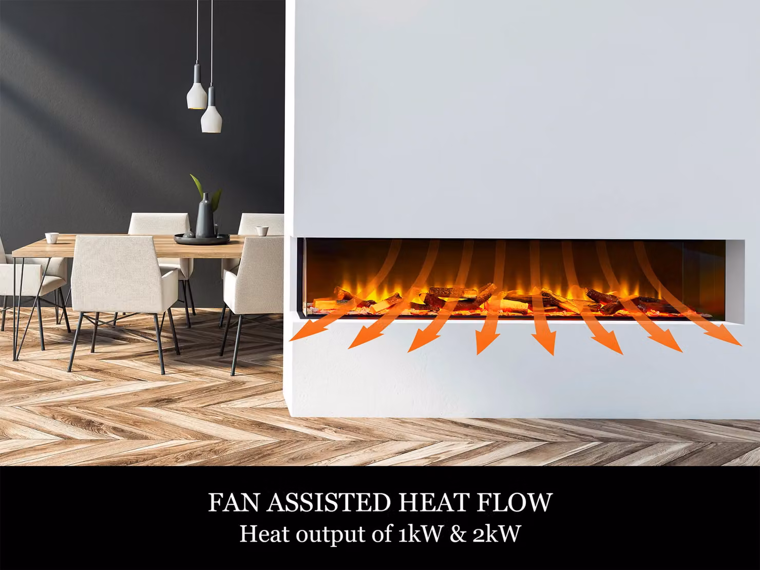 Acantha Aspire 150 Corner View Media Wall Electric Fire in Black – 4
