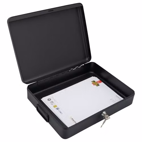 Sterling DB02 Black Steel A4 Document Box with Handles – 1