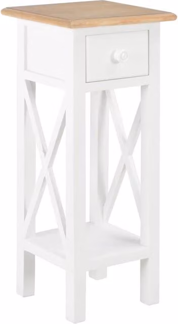 Berkfield Home White Lacquered Pine Wood Side Table, W/D/H: 27 x 27 x 65.5 cm