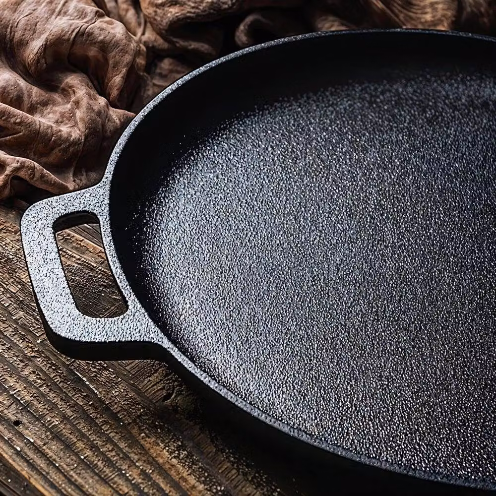 PAWNORA Black Uncoated Cast Iron Griddle Frying Pan W: 40.5 cm, D: 33 cm, H: 4 cm – 4