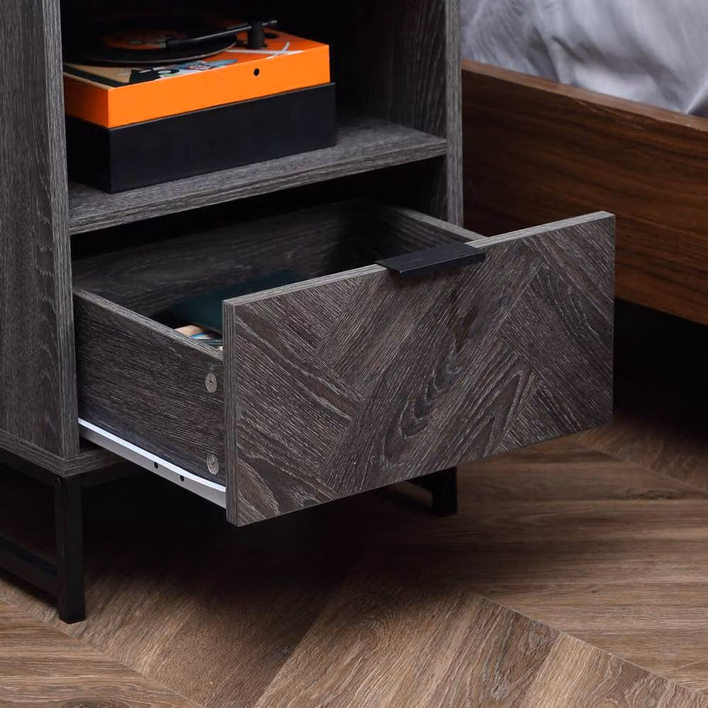 Wyld Haus Halapa Set of 2 Dark Grey Bedside Tables with Drawer and Shelf – 8