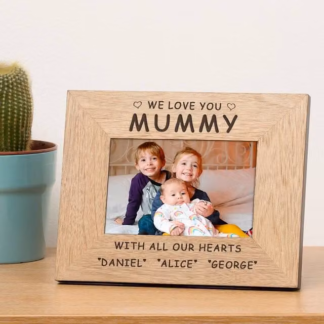 Uniqueful Personalised I or We Love You Brown Wood Picture Frame, W: 17.8 cm x H: 12.7 cm