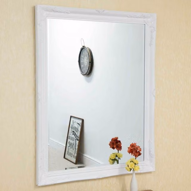 MirrorOutlet Thornton Classic Rectangular White Wall Mirror