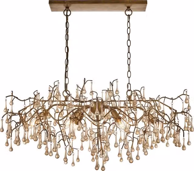 Perch & Parrow Ena Linear Hanging Chandelier in Gold/Brass
