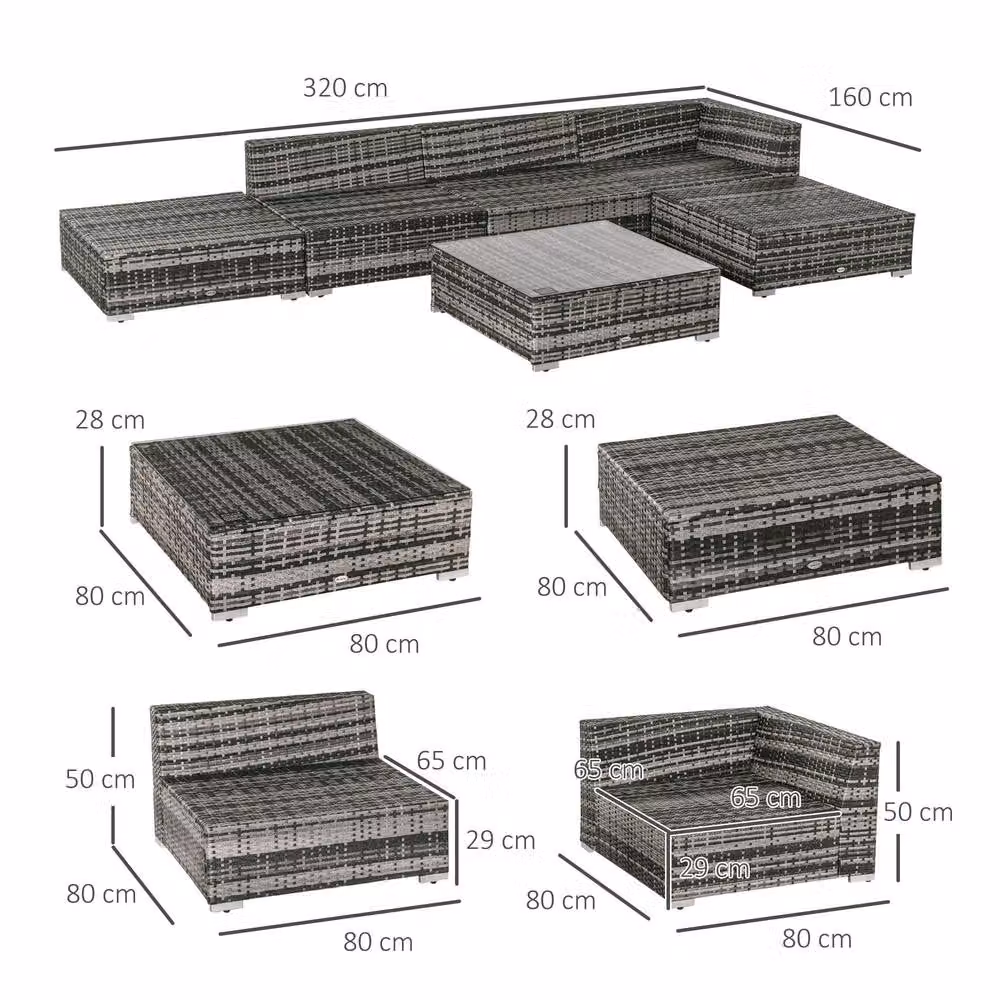 STILVORA 6-Piece Modern Sofa Set with Metal Frame in Grey – 2
