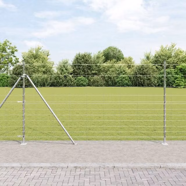 Berkfield Home Field Fence Galvanised Steel in Silver, H: 140 cm x W: 25 m – 1