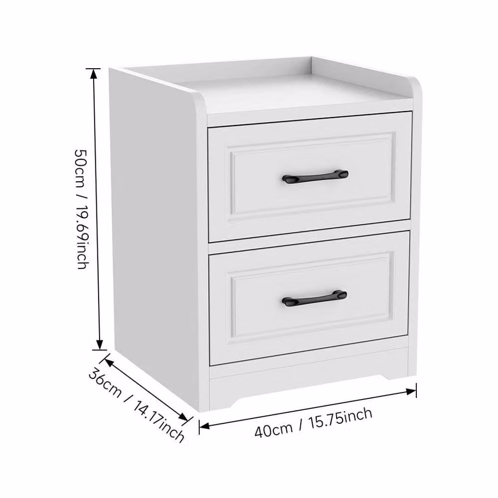 EONLION Modern White Bedside Table with Drawers for your Bedroom, Width: 100 cm – 2