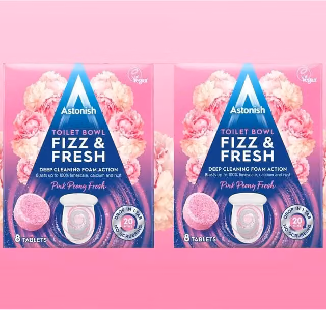 Astonish Fizz Fresh Foaming Toilet Bowl Cleaner Tablets in Pink Peony, Pink, 8 Pack