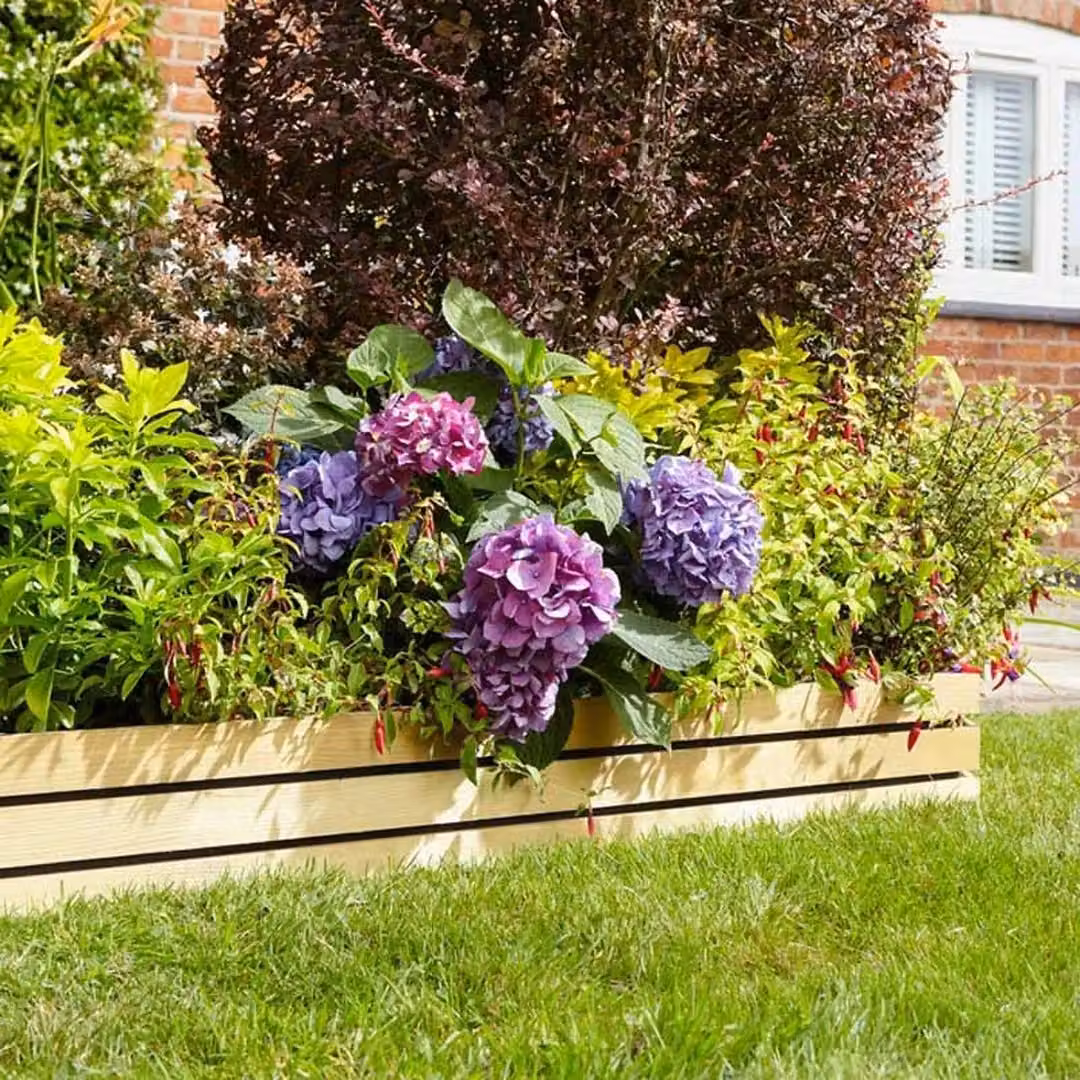 Rowlinsons Ledbury Slat Border Edging, Brown, Pack of 2, L120 x H35 cm – 2