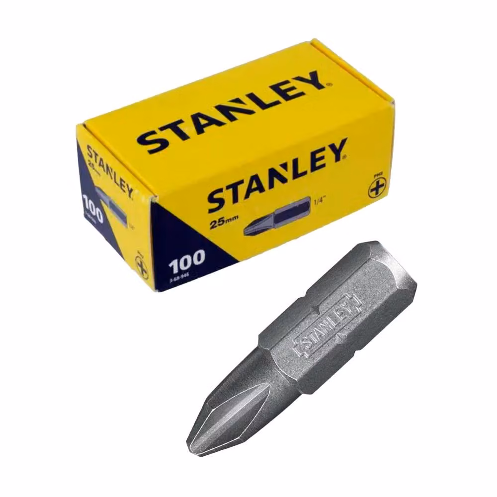Stanley PH2 Stainless Steel Screwdriver Bits, Silver, Pack of 100 – 2