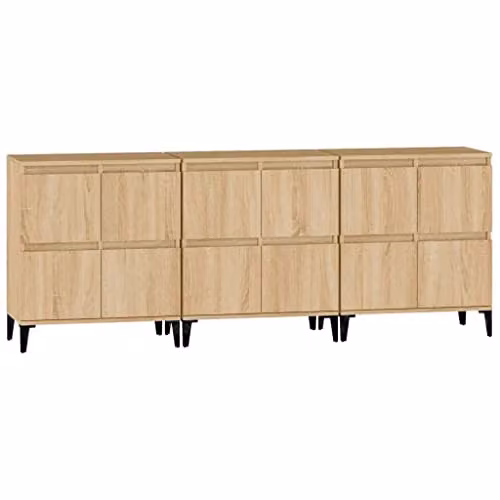 vidaXL Set of 3 Sideboards in Sonoma Oak, W/D/H: 60 x 35 x 70 cm – 1