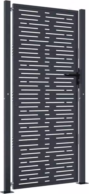 Berkfield Home Anthracite Steel Square Design Garden Swing Gate, W/H: 105 x 180 cm, Dark Grey