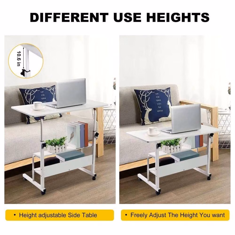 FLAVORA Height Adjustable Computer Desk in White – 2