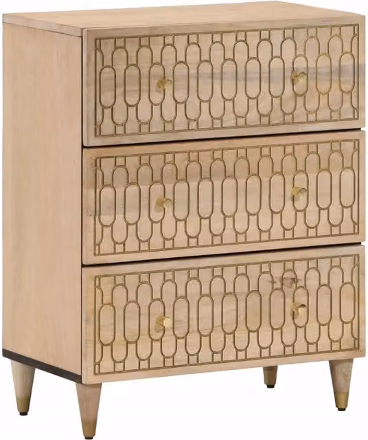 Berkfield Home Side Cabinet in Brown Solid Mango Wood, W/D/H: 60 x 33 x 75 cm