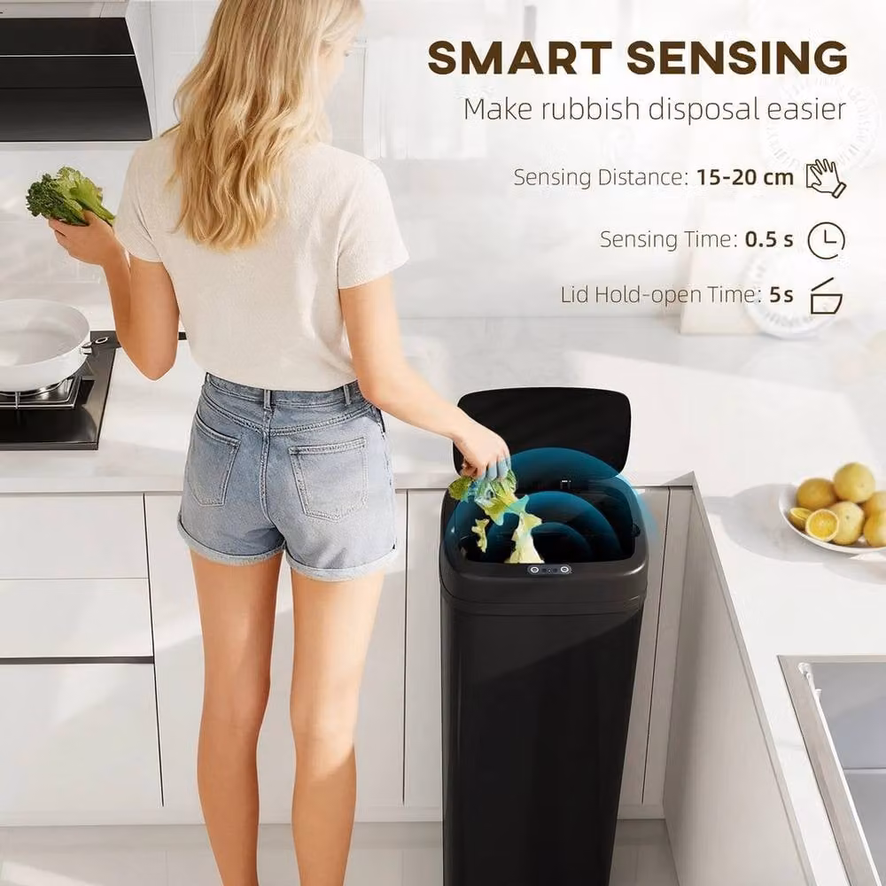 EONLION Stainless Steel Slim Sensor Kitchen Bin in Black, Height: 100 cm – 3
