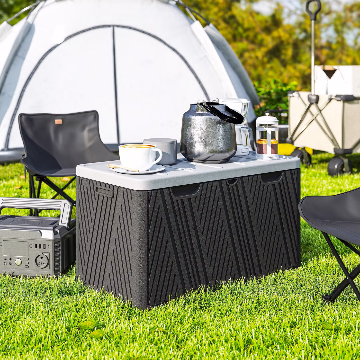 Outsunny 380L Waterproof Outdoor Storage Box with Lockable Lid in Black – 9